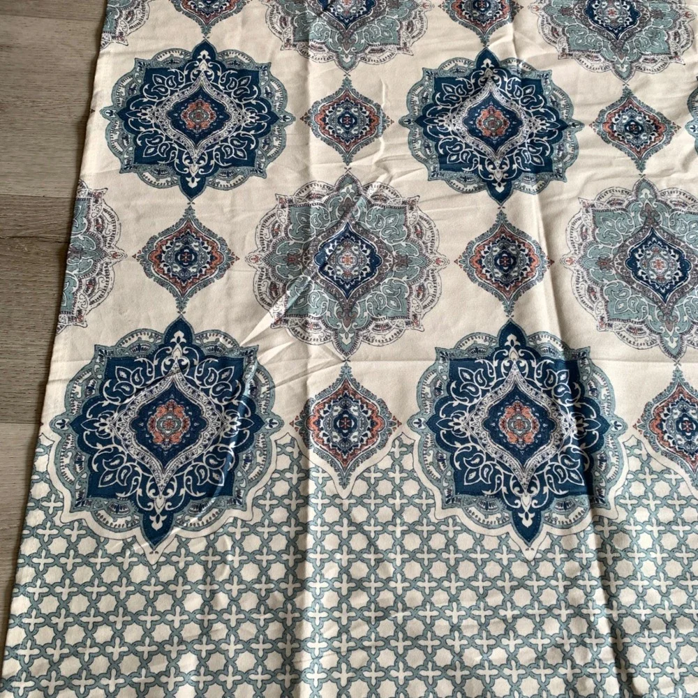 Mainstays Blue Boho floral larShower Curtain 72x71 Medallion Mink Velvet‎ large